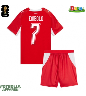 Schweiz Breel Embolo #7 Hemmaställ Barn VM 2026 Kortärmad (+ Korta byxor)